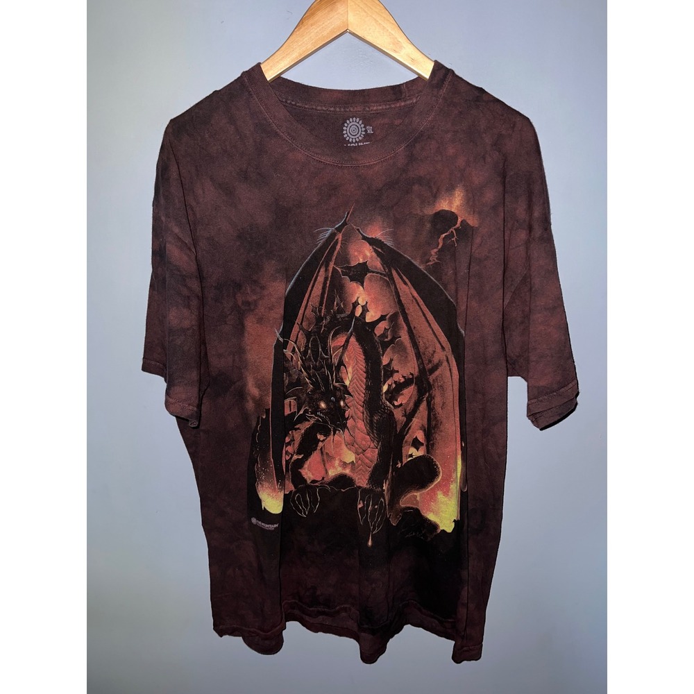 The Mountain Vincent Hie Dragon Graphic T-Shirt XL Brown Tie Dye Vintage 2009